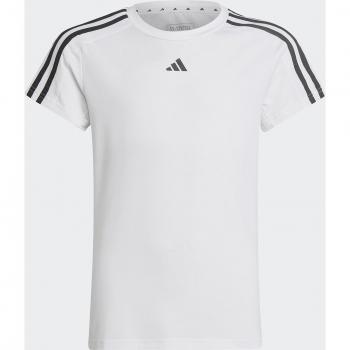 Camiseta adidas Training Essentials 3-Stripes Aeroready para Niñas - Blanco/Negro