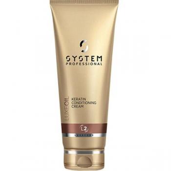 Acondicionador Crema de Keratina Luxeoil de System Professional - 200 ml, con tecnología LipidCode, que proporciona hidratación profunda, suavidad y protección del cabello