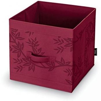 Domopak Living - Caja de Almacenamiento con Forma de Cubo - Hojas Rojo - 32 x 32 x 32 cm