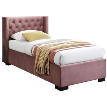 Cama con arcón de 90 x 200 cm con cabecero acolchado - Terciopelo - Rosa - MASSIMO