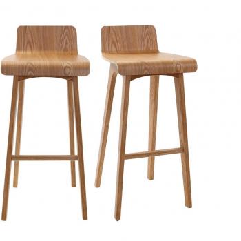Set de 2 taburetes de cocina nórdicos de madera clara 75 cm BALTIK