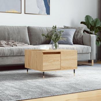 Mesa de centro madera contrachapada 55x55x36,5 cm en color Blanco y Negro, acabado Blanco brillante, ideal para salón o comedor como mesita auxiliar o mesa de café; también disponible en roble Sonoma con acabado marr