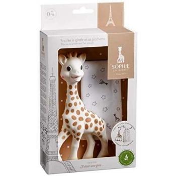 Mordedor Sophie la Girafe con bolsa de almacenamiento para bebés 0+ meses