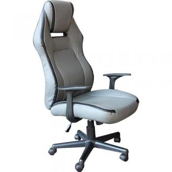 Silla de Oficina y Gaming Ergonómica en Piel Gris Claro Misano