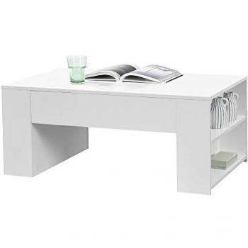 Mesa de Centro Vellinge Blanco Brillante con 2 Compartimentos Aglomerado 42 x 100 x 60 cm