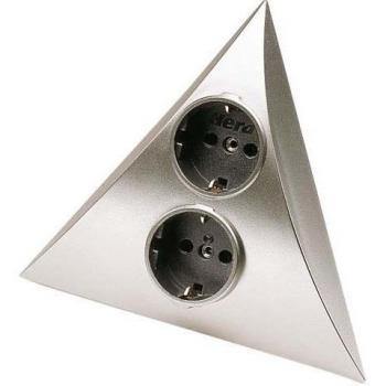 Hera Luxor Chrome Matt Socket Outlet Combination with 2 Sockets and 2 Meter Connection Cable