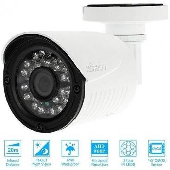 KKmoon 960P 1600TVL Cámara de Bala Vigilancia Exterior Interior AHD CCTV 1/3 CMOS 1.3MP 3.6mm 24 LEDs para DV DVR Resistente a Intemperie Soporta IR-CUT Visión Nocturna Plug y Play PAL