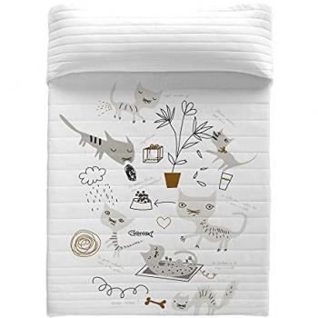 Colcha Bouti Reversible 100% Algodón Gatos 1 - 240 x 260 cm - Fabricado en España