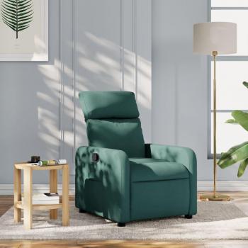 Sillón reclinable de tela verde oscuro Vidaxl 439296 con características de diseño moderno, tapizado en tela suave, estructura resistente, mecanismo de reclinación ajustable y color verde oscuro
