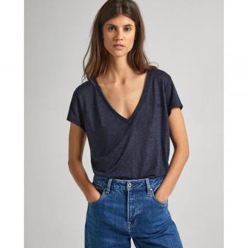 Camiseta de mujer Pepe Jeans 100% lino con cuello pico