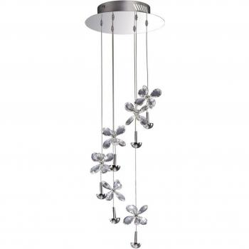 Suspensión Aviva 6 Bombillas 4000K LED cromo pulido / cristal