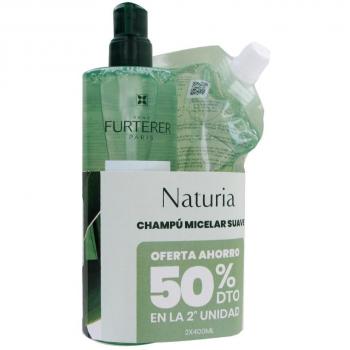 René Furterer Naturia Champú Extrasuave Duplo 400ml + 400ml con 50% Descuento en Segunda Unidad