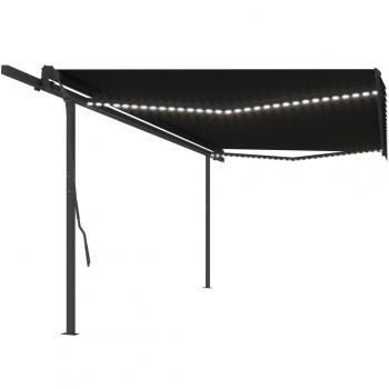 Toldo automático con LED sensor de viento gris antracita 5x3,5m
