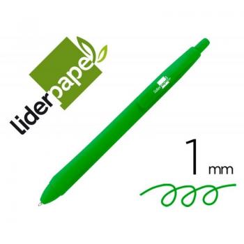 Bolígrafo Liderpapel Gummy Touch retráctil 1,0 mm tinta verde