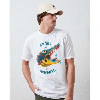 Camiseta Altonadock blanco dibujo serpiente de hombre