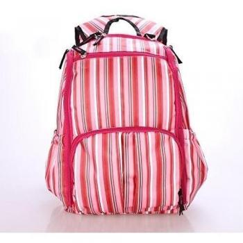 Mochila Bolsa De Pañales Multifuncional Viajes Momia Impermeable Rayado Para Mujer Mamá - Rosa, 117cm