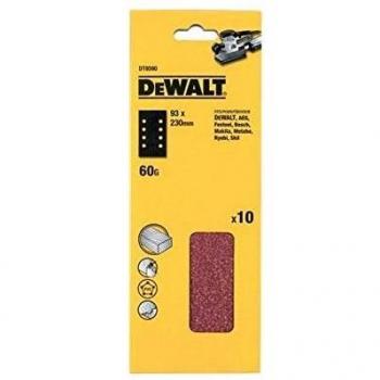 DEWALT DT8590-QZ - Lija 1/3 de hoja 93x230mm perforada, grano 60, para el lijado en seco de maderas y pinturas