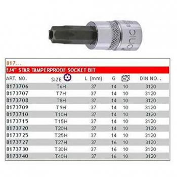 Inserto para llave de tubo 1/4 TORX T25-H SONIC 8173725, longitud 37 mm, con agujero