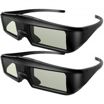 2 x Gafas 3D Bluetooth ExquizOn, Gafas 3D Universal 120Hz con Obturador Activo para 3D TV como LG/Sony/Panasonic/Sharp/Toshiba/Samsung y Epson 3D proyectores, Ultra-Clear HD, G06-BT