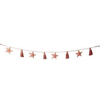 Happy Decor Kids - Guirnalda Stars Hecha a Mano, Colgante Infantil Decorativo de Pared con Borlas y Estrellas Elaborado en 100% Algodón - Color Rosa