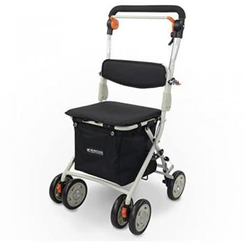 Carro de la compra andador Coliseo Mobiclinic, 4 ruedas, hasta 120 Kg, plegable, con bolsa, sistema de frenado, negro, acero, respaldo y asiento acolchado