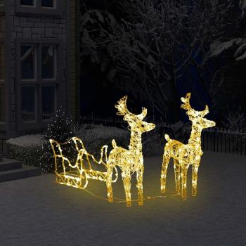 Reindeers & Sleigh Christmas Decoration with 160 LEDs and 130 cm Acrylic