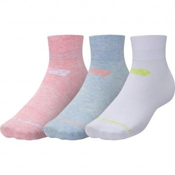 Pack de 3 Pares de Calcetines New Balance Performance Flat Knit Ankle Rosa Gris Blanco (Talla S)