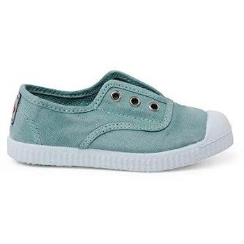 Zapatillas de Lona Efecto Desgastado Sin Cordones para Niños Talla 24 Color Verde Seco