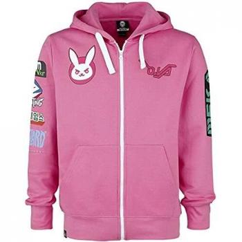 Overwatch Ultimate D.VA Hombre Capucha con Cremallera Rosa M 100% algodón Kapuze mit Tunnelzug Regular