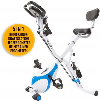 Bicicleta Estática Plegable Skandika Foldaway X-3000 con Respaldo, Ergómetro 4 en 1, 8 Niveles de Resistencia, Bluetooth y Pantalla LCD
