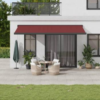 Toldo retráctil manual burdeos 500x300 cm Rojo