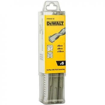 Dewalt DT60302-QZ DT60302-QZ-Juego de 6 Brocas SDS-Plus 2 uds Ø 6,8,10mm x160mm, 0 W, 0 V, Arándano