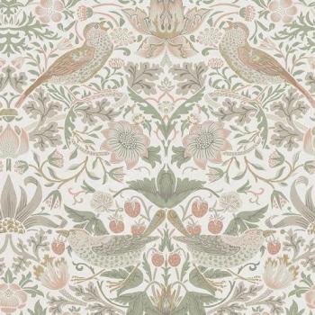 William Morris Retro Strawberry Thief Textured Wallpaper