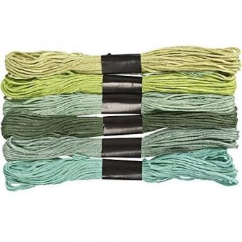 Madejas de Hilo para Bordar Glitter Verde, 1 mm, 6 Unidades de 8 m