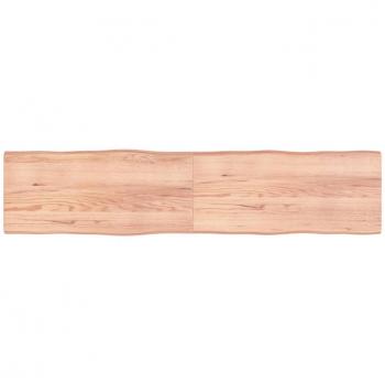 Mesa de comedor de roble sin tratar 220x50x(2-4) cm marrón claro con borde natural
