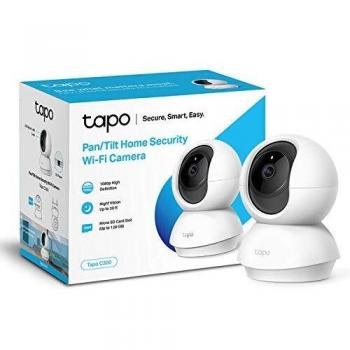 TP-Link Tapo Pan/Tilt Cámara de seguridad inteligente, CCTV interior, 360 ° de visión rotacional, funciona con Alexa y Google Home, no requiere concentrador, 1080p