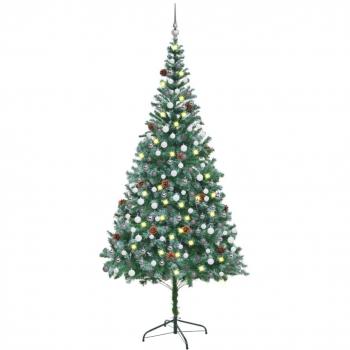 vidaXL Artificial Pre-lit Christmas Tree with Ball Set Pinecones 210 cm