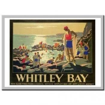 Whitley Bay Rail Viaje Impresión Veinte Plata Enmarcado - 41 x 31 cms