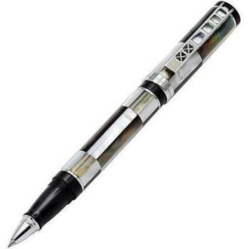 Xezo Golden Gate - Bolígrafo roller para ejecutivo de nácar blanco de Nueva Zelanda y nácar negro de Tahití natural de elaboración manual. Edición limitada. Número de serie. No hay dos bolígrafos idénticos.