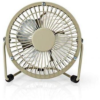 NEDIS Ventilador de Mesa Miniventilador Metálico - Diámetro de 10 cm - Rotación de 360° - Alimentación USB - Negro Gris 1.00 m