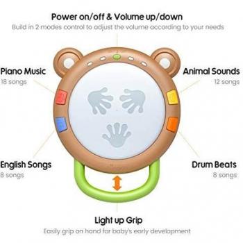 Tumama Juguetes Musicales para Bebes,Juguetes electrónicos Musicales Tambores de Juguete para niños,Juguetes Bebe Sensoriales con Sonido y Luces,Instrumentos Musicales Cubo Regalos para niños
