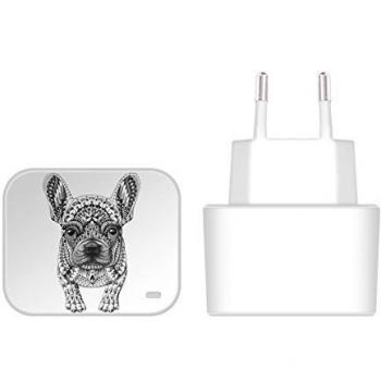 Official Bioworkz Frenchie Canine 2 White EU Charger & Micro-USB Cable for Huawei Stream S 302HW