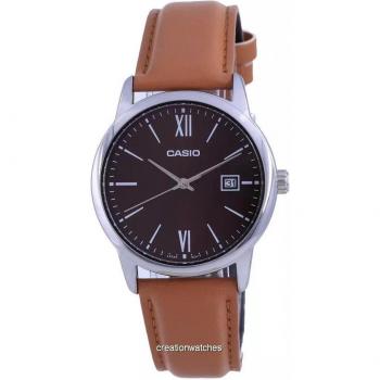 Casio Men's Maroon Dial Stainless Steel Analog Quartz Watch MTP-V002L-5B3