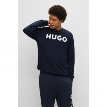 Hugo Boss Dem Large Logo Men's Crew Neck Sweatshirt - Dark Blue - Size XL