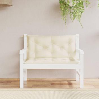 Cream White Oxford Fabric Garden Bench Cushions 2 pcs 100x50x7 cm
