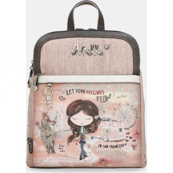 Mochila Anekke Peace & Love Nude con 2 compartimentos