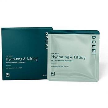 Marca Amazon - Belei - Mascarilla para ojos hidratante y efecto lifting con polvo de diamante, 5 Unidades
