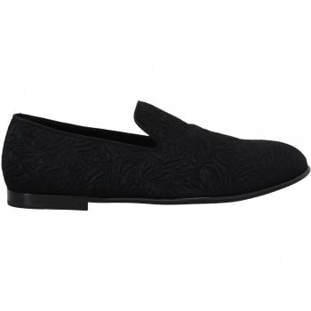 Dolce & Gabbana Black Floral Jacquard Slippers Loafers Shoes - EU39/US6