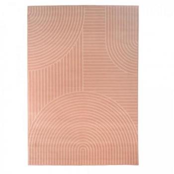 Alfombra de salón tejida rosa 160x225 con motivos geométricos y certificación OEKO-TEX®