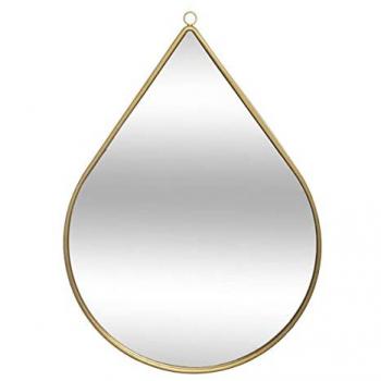 Espejo de pared de metal dorado forma gota 21x29 cm
